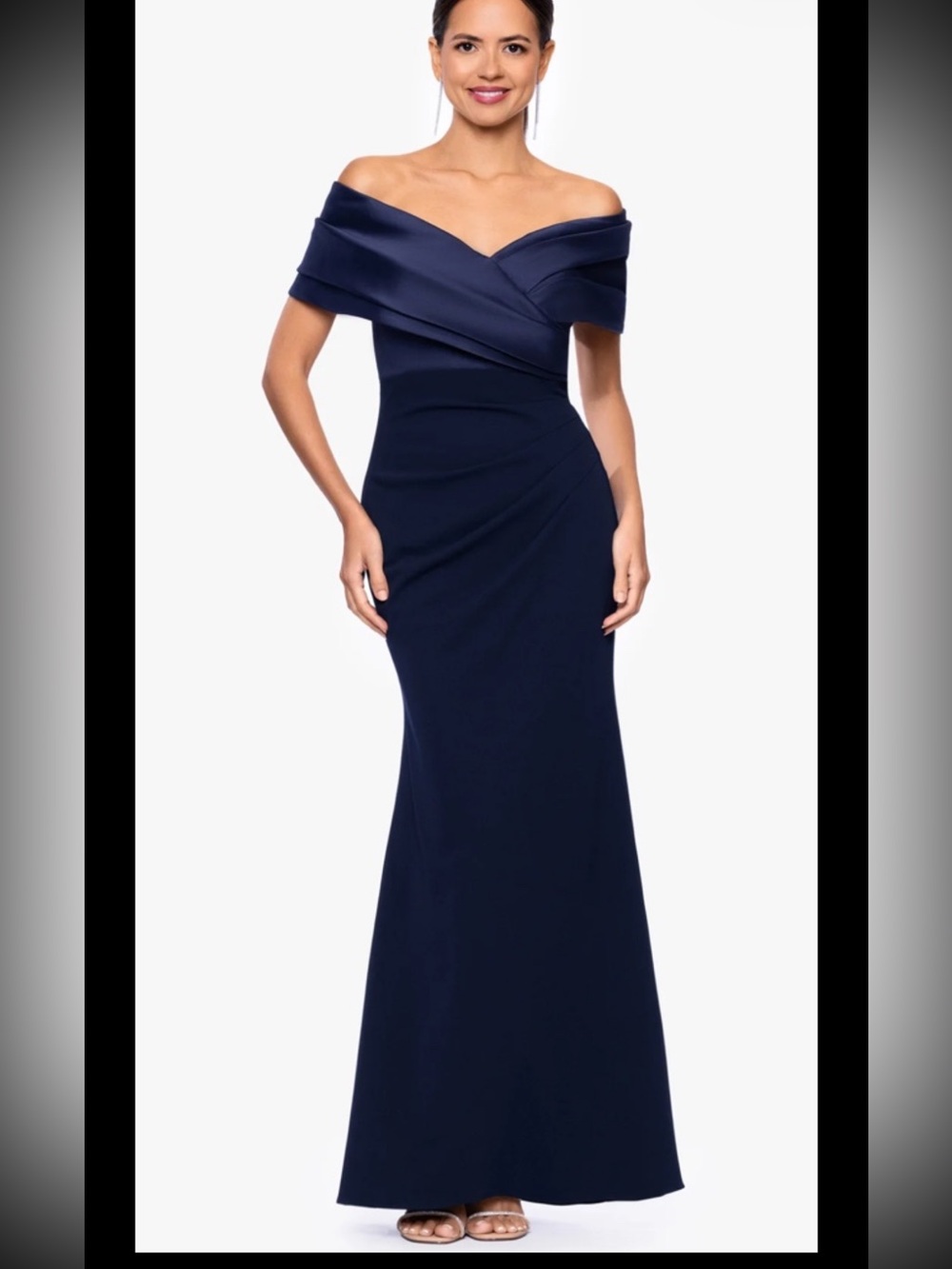 Betsy&Adam Taffeta/jersey Gown, Navy, Sz 8, New Without Tag
